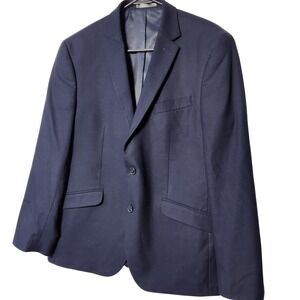 Kenneth Cole Techni-Cole Navy Blue Herringbone Jacket 40S